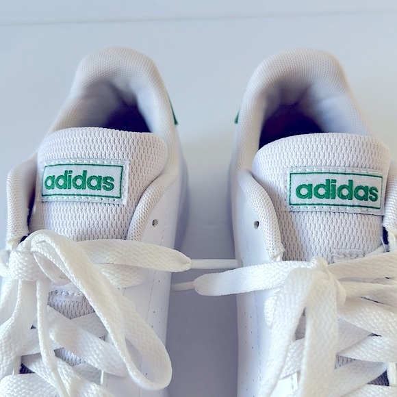 Adidas Advantage K Sneaker Little Kids Size 3 Shoes White/Green Unisex Lace Up - Picture 3 of 9